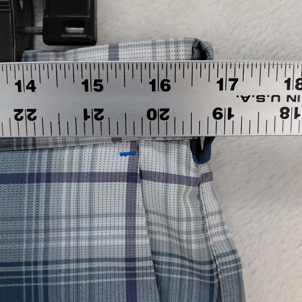 Nike Golf Shorts Mens 32 Blue White Plaid Tour Performance Stretch Dri Fit Chino